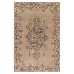 8.2x12.6 ft Fine Vintage Floral Turkish Wool Rug in Pastel Pale Pink Color