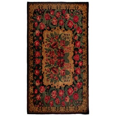 Tapis Kilim bessarabique vintage en laine tissée à la main à motifs floraux, 8,4 x 39,3 m