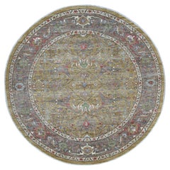 8'3 "x8'3" Grüner Peshawar mit Bijar Garus Design Handgeknüpfter runder Wollteppich