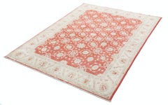 8.3x9.7 ft Hand Knotted Area Rug in Red and Ivory. Floral Design Carpet