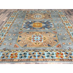 8'3"x9'7" Silver Gray Wool Hand Knotted Armenian Inspired Design 200 KPSI Rug