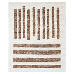 8'3"x9'9" Beaver Brown Thick Chunky Texture Hand Knotted Pure Wool Oriental Rug