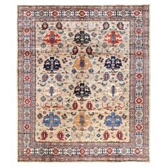 8
3"x9
9" Beige Hand Knotted Afghan Super Kazak Pure Wool Oriental Rug