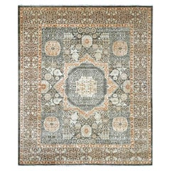 8'3"x9'9" Brown 14th Century Mamluk Dynasty Pattern Pure Wool Hand Knotted Rug