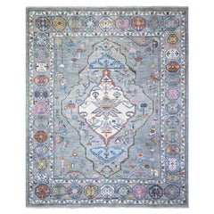 8'3 "x9'9" Cloud Gray Anatolian Village Inspired Wool Hand knotted Oriental Rug