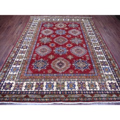 8'3 "x9'9" Rot Afghan Super Kazak Medaillons Design Hand geknüpft reine Wolle Teppich