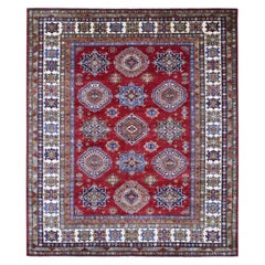 8'3 "x9'9" Rot Afghan Super Kazak Medaillons Design Hand geknüpft reine Wolle Teppich