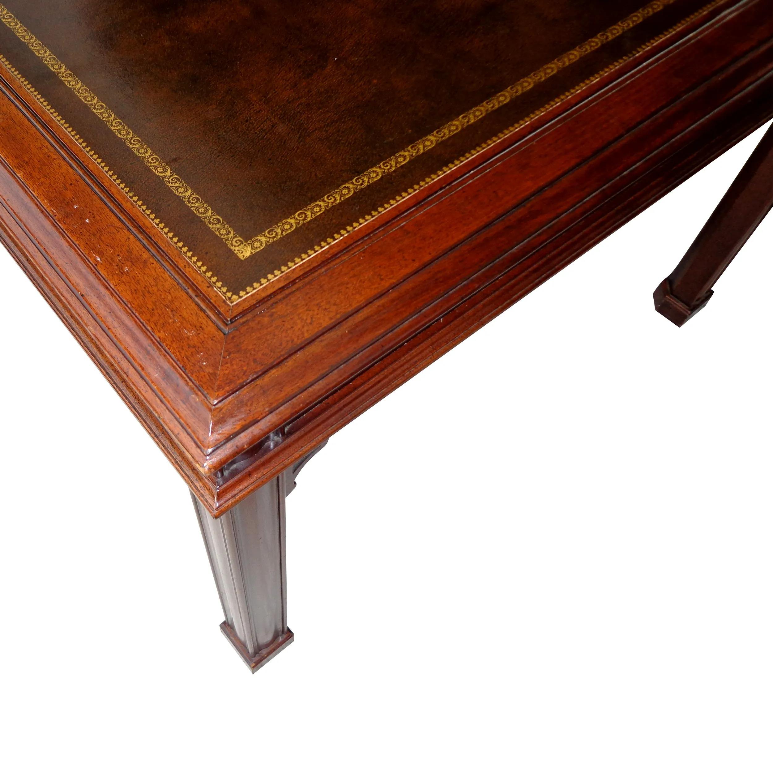 Mahogany 7' Banded Chippendale Regency Sligh Furniture Writing Desk
