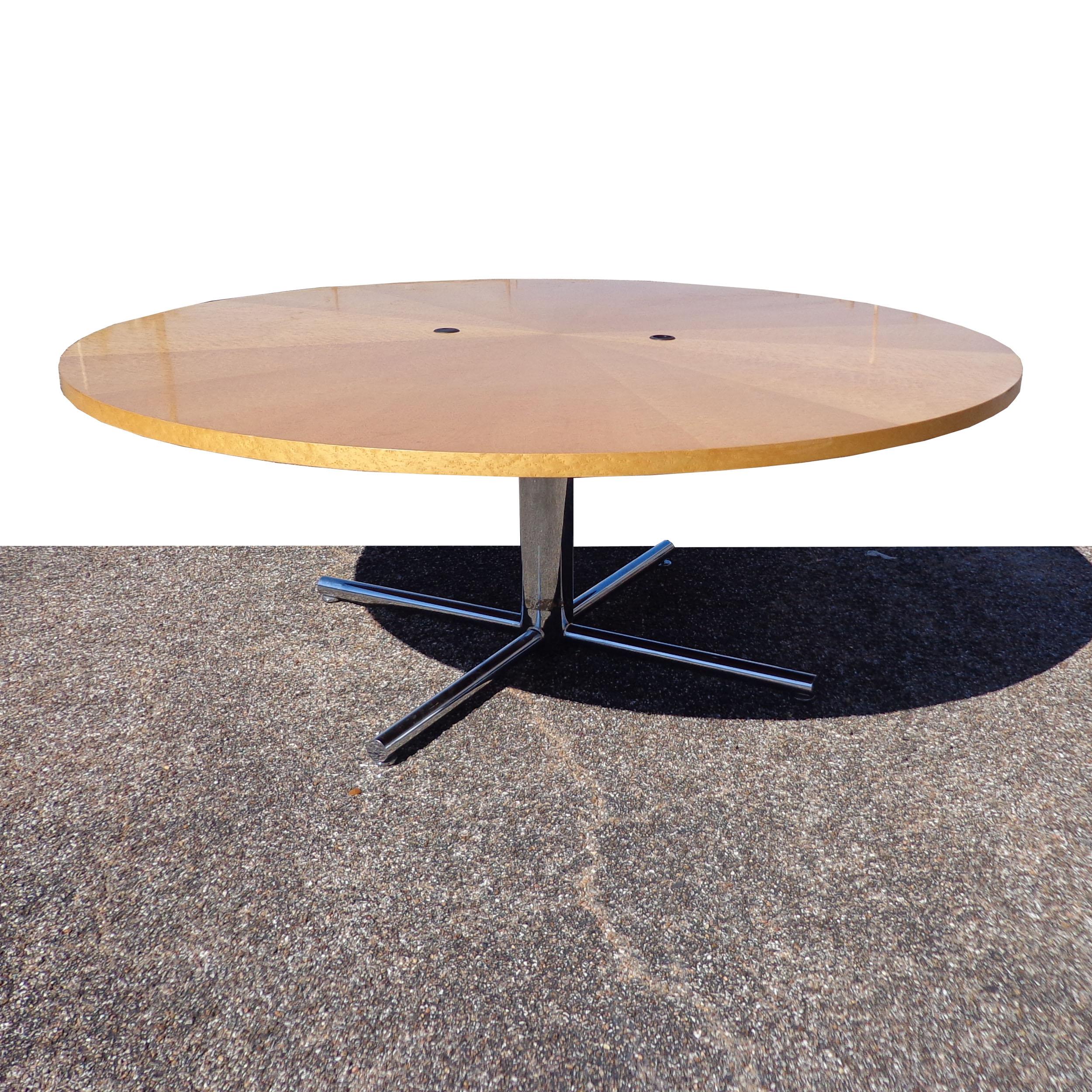 Mid-Century Modern Birdseye Maple Knoll Reff Conference Table For Sale