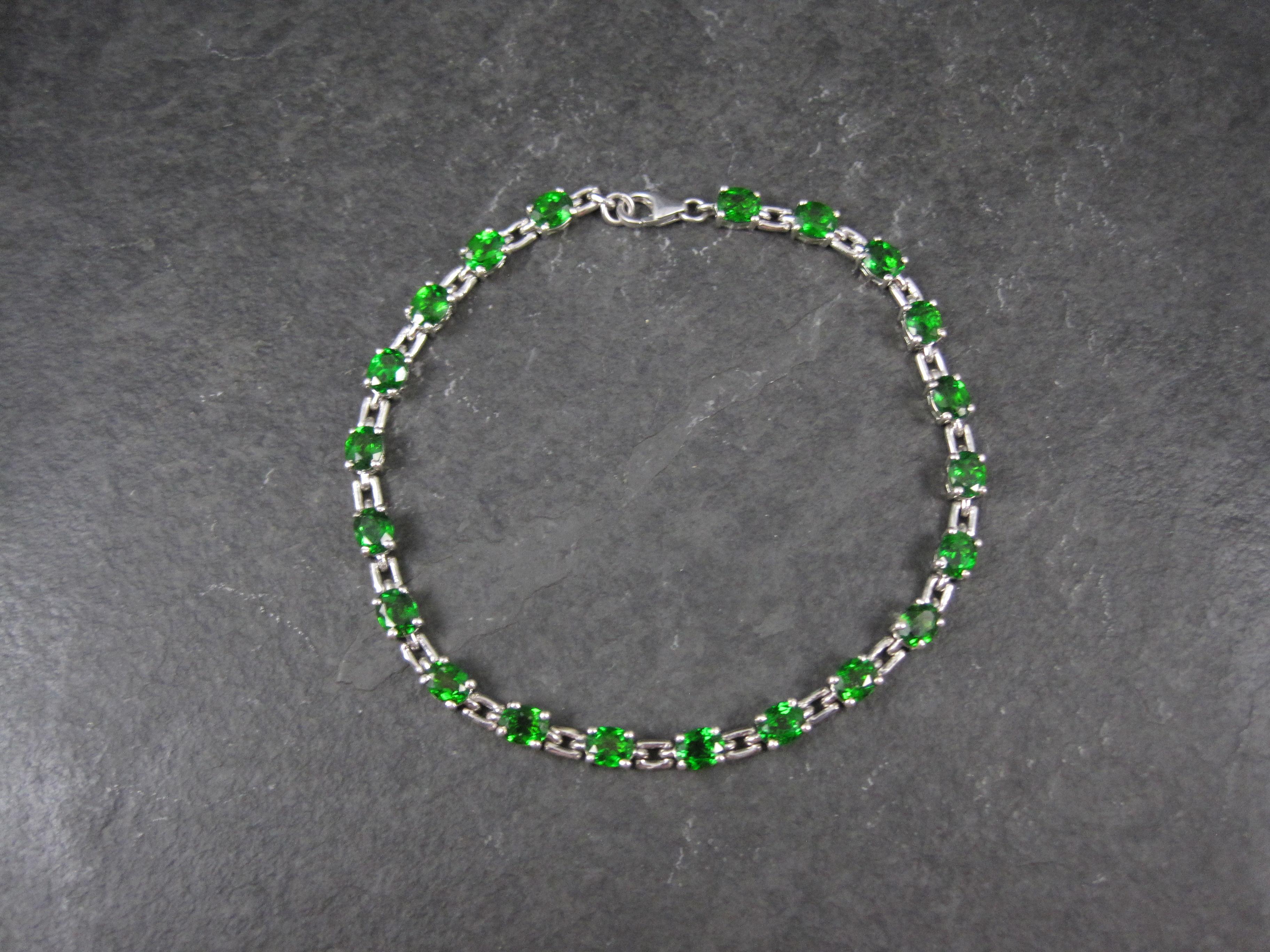 Pulsera de tenis de diópsido cromado de 8,4 quilates Plata de ley 7,75 Moderno en venta