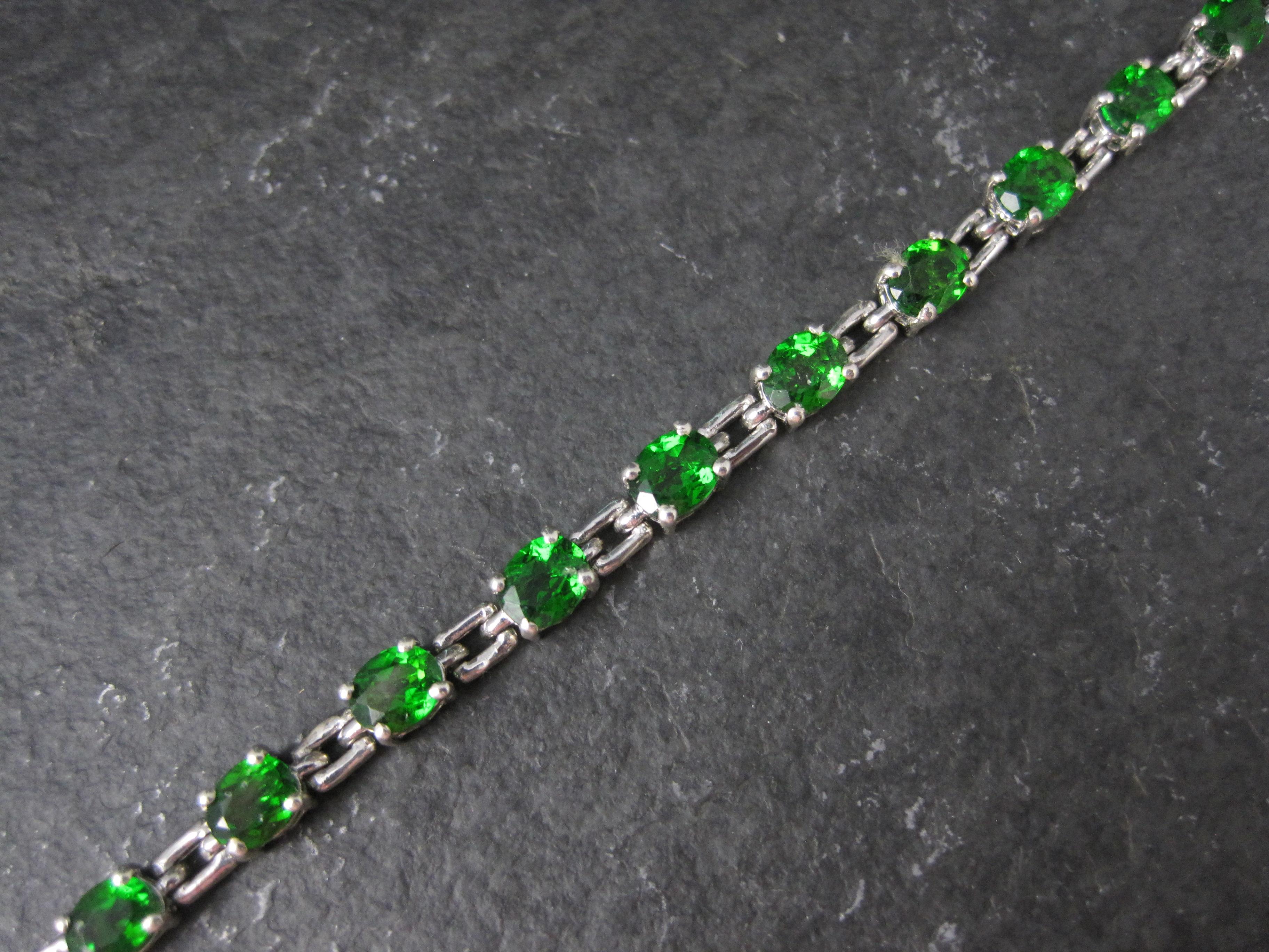 Pulsera de tenis de diópsido cromado de 8,4 quilates Plata de ley 7,75 en Nuevo estado para la venta en Webster, SD