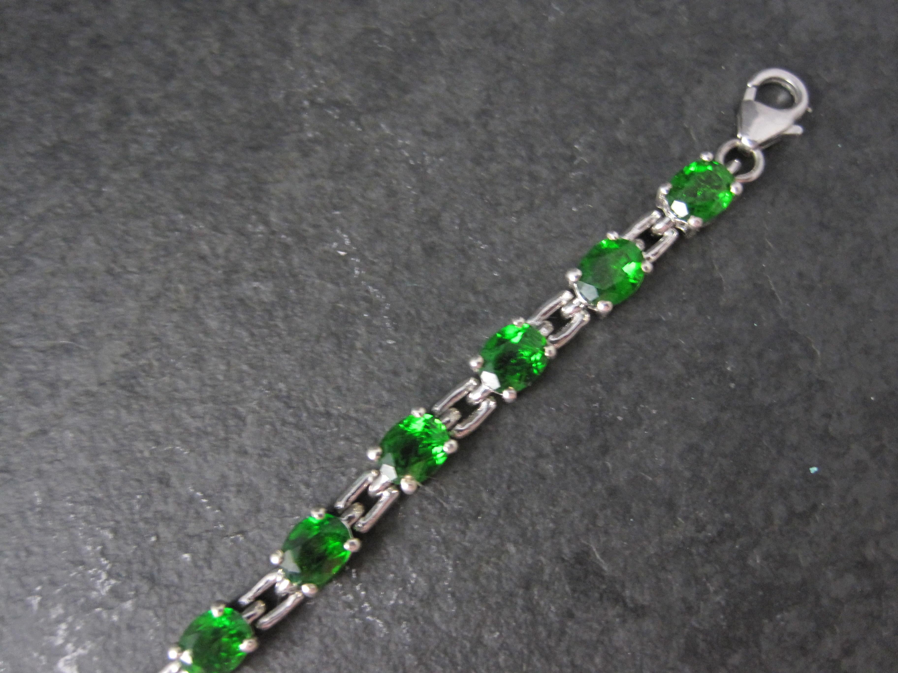Pulsera de tenis de diópsido cromado de 8,4 quilates Plata de ley 7,75 en venta 2