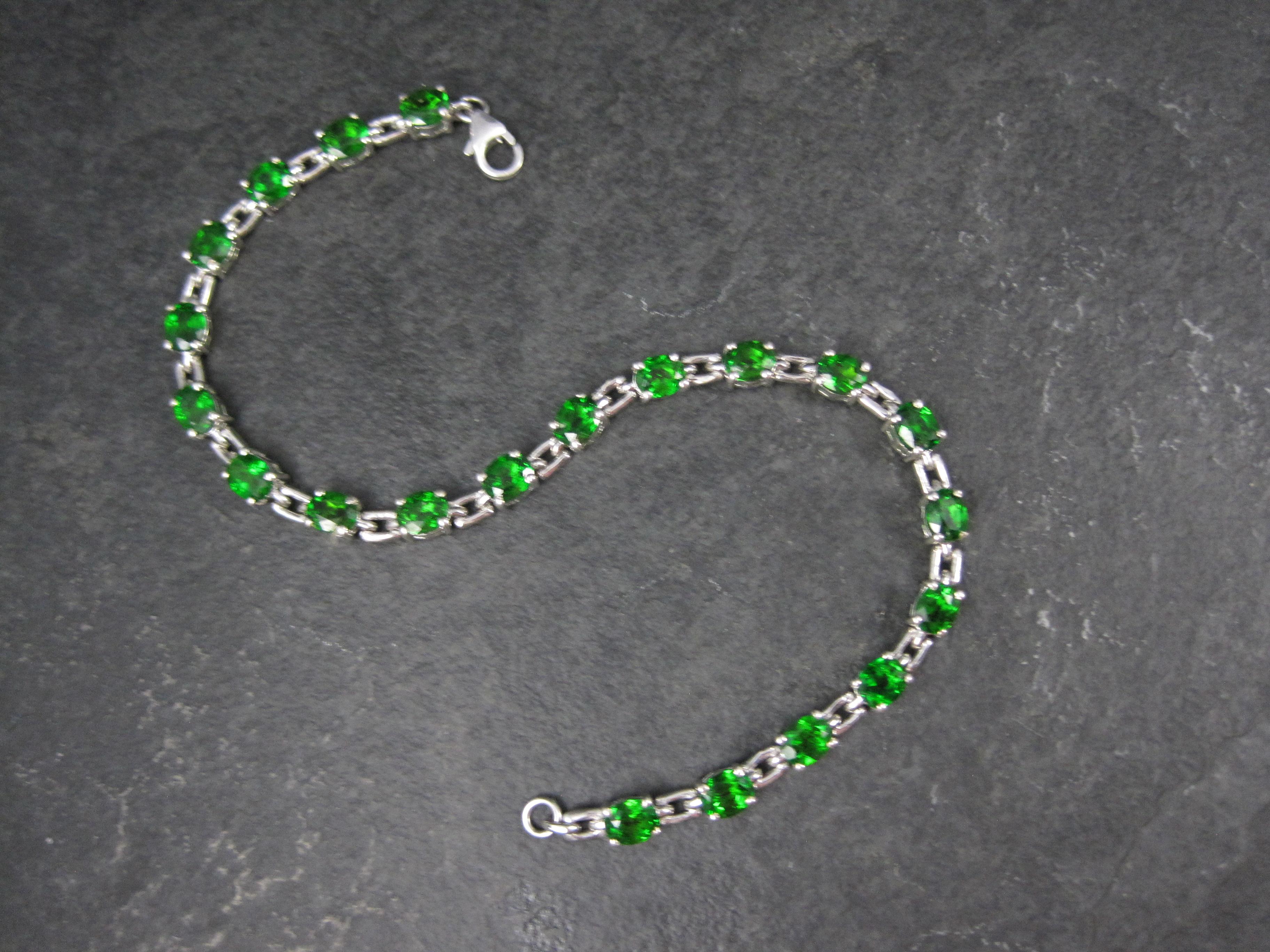 Pulsera de tenis de diópsido cromado de 8,4 quilates Plata de ley 7,75 en venta 4