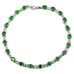 8.4 Carat Chrome Diopside Tennis Bracelet Sterling Silver 7.75"