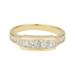 Retro .84 Carat Diamond Yellow Gold Channel Set Wedding Band Ring 