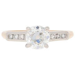.84 Carat Mine Cut Diamond Art Deco Ring 14 Karat Gold and Platinum GIA Vintage