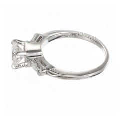 .84 Carat Round Baguette Diamond Platinum Solitaire Engagement Ring
