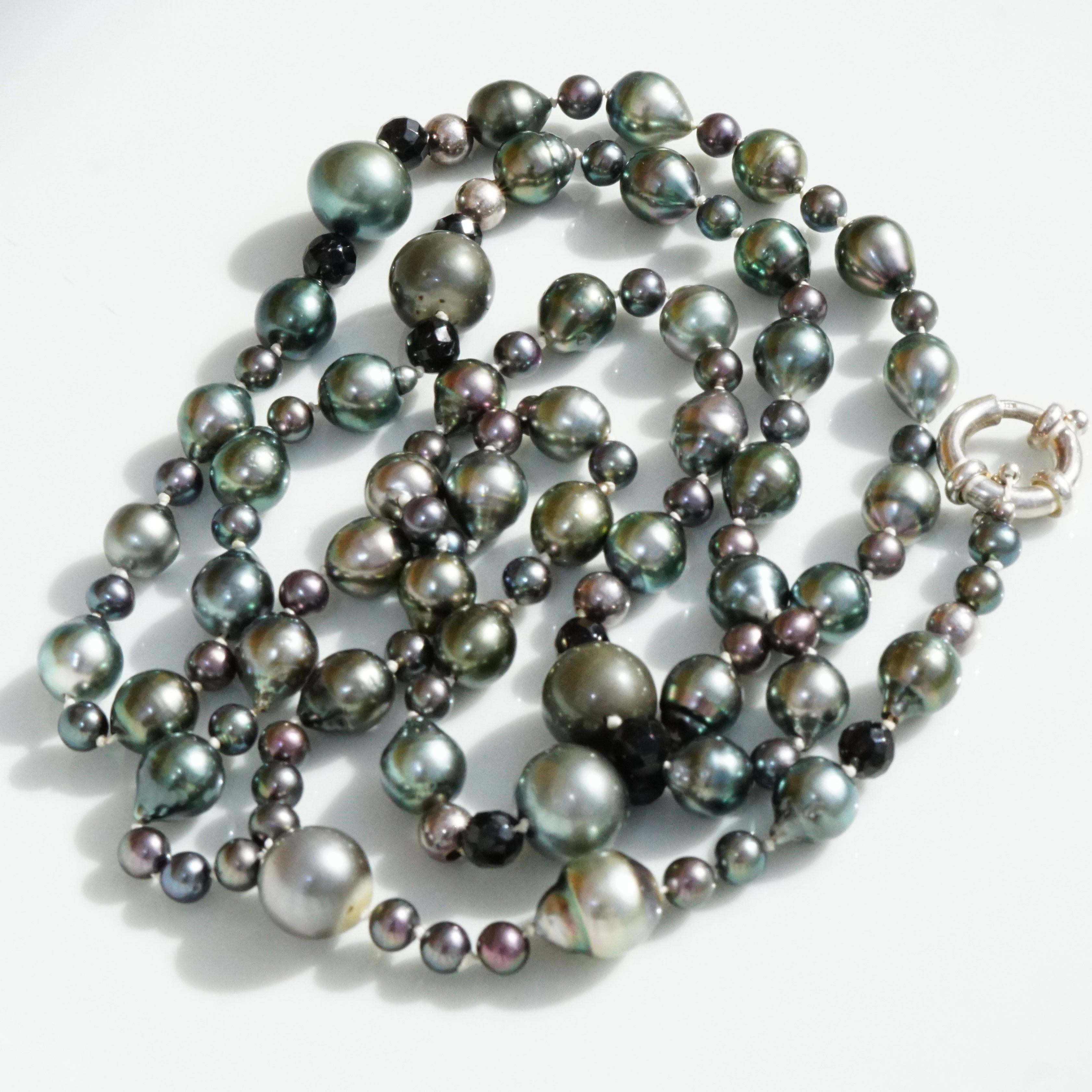 Modern Tahiti Pearl Chain with Changeable Interchangeable Pendant Rosary