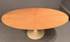 84 inch Oval Oak Dining Table custom design on Knoll Pedestal base