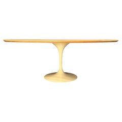 84 inch Oval Oak Dining Table custom design on Knoll Pedestal base