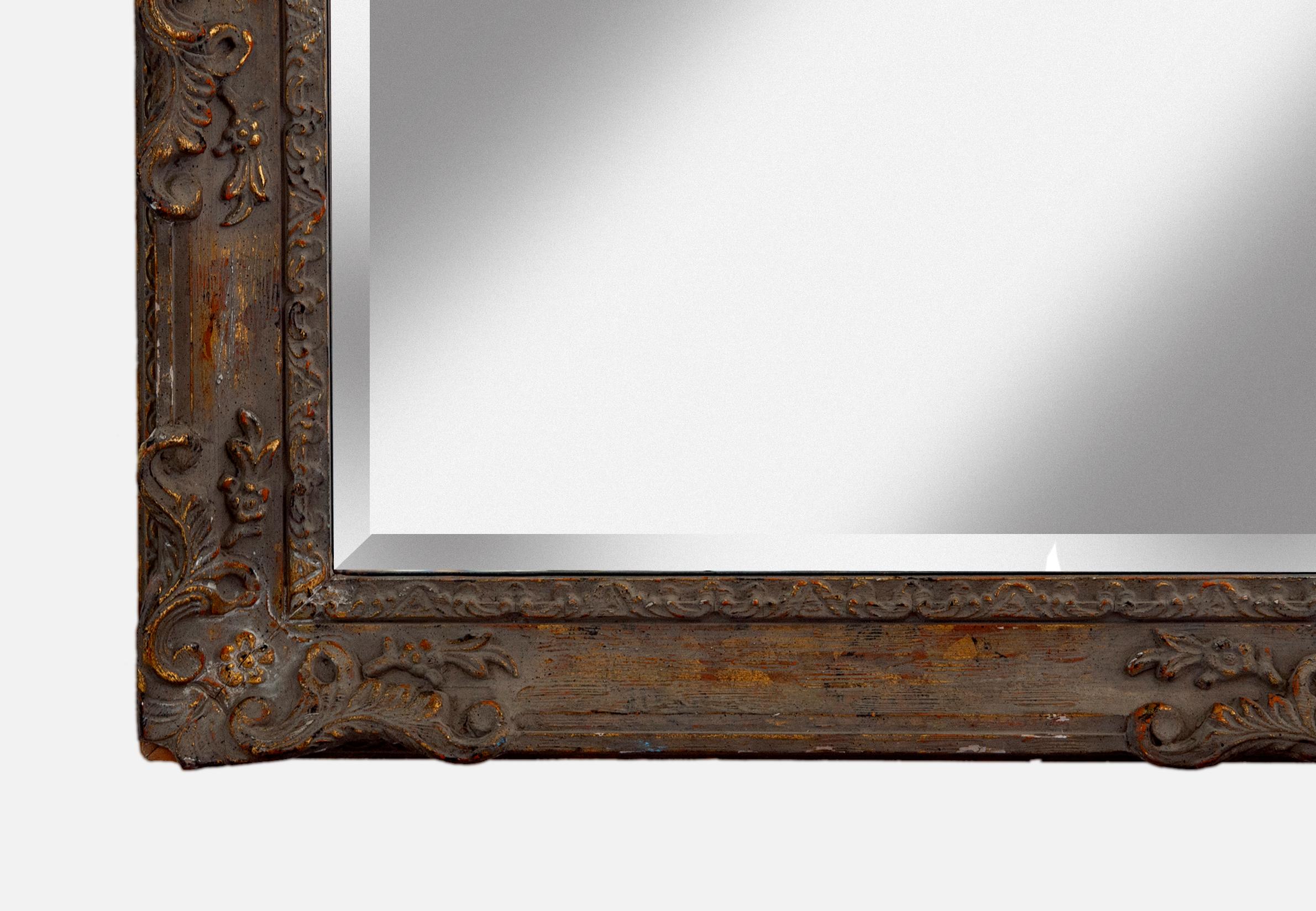 French Provincial Large Beveled Dusty Gold Beveled Mirror For Sale