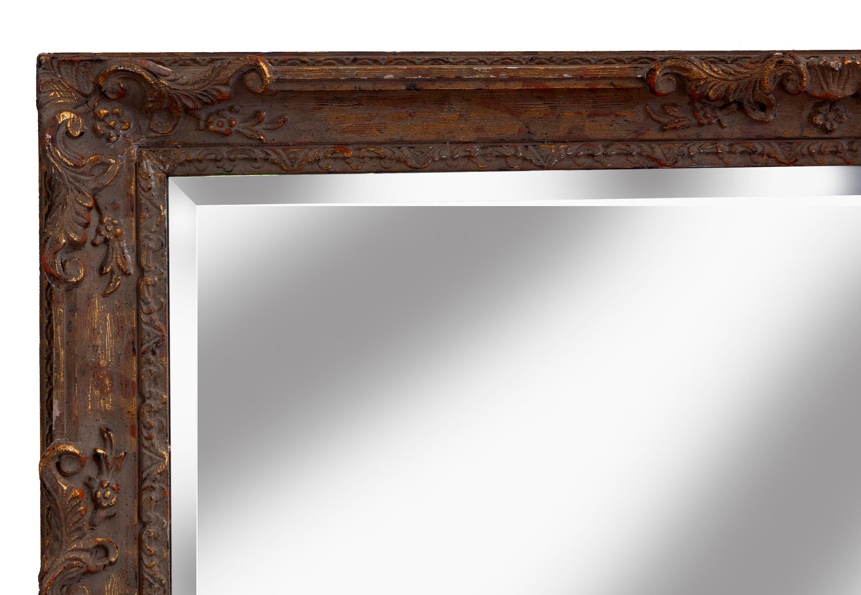 Italian Large Beveled Dusty Gold Beveled Mirror For Sale