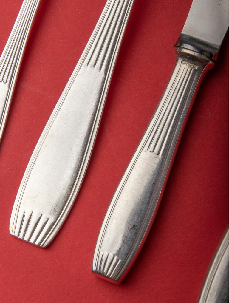 84Piece set of Silver Plated Art Deco Flatware by Christofle Model