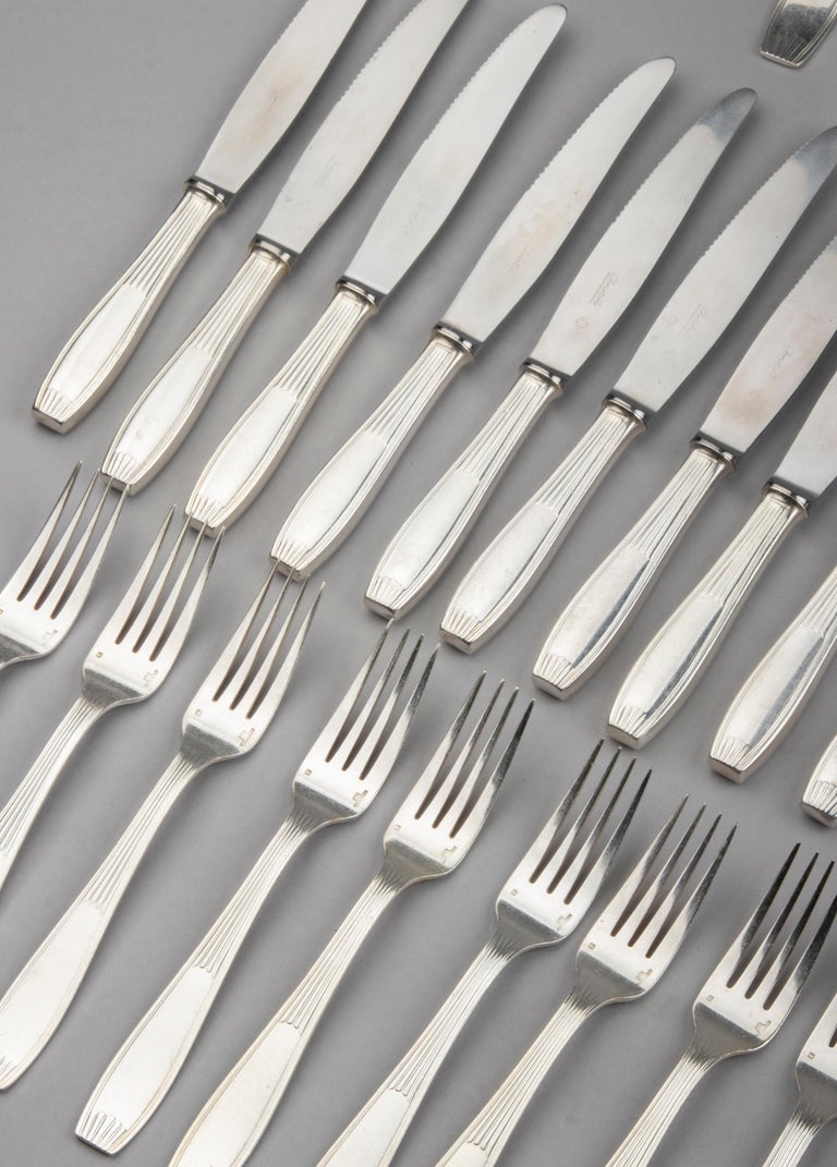 84Piece set of Silver Plated Art Deco Flatware by Christofle Model