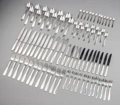 84-Piece set of Silver Plated Art Deco Flatware by Christofle Model Saigon