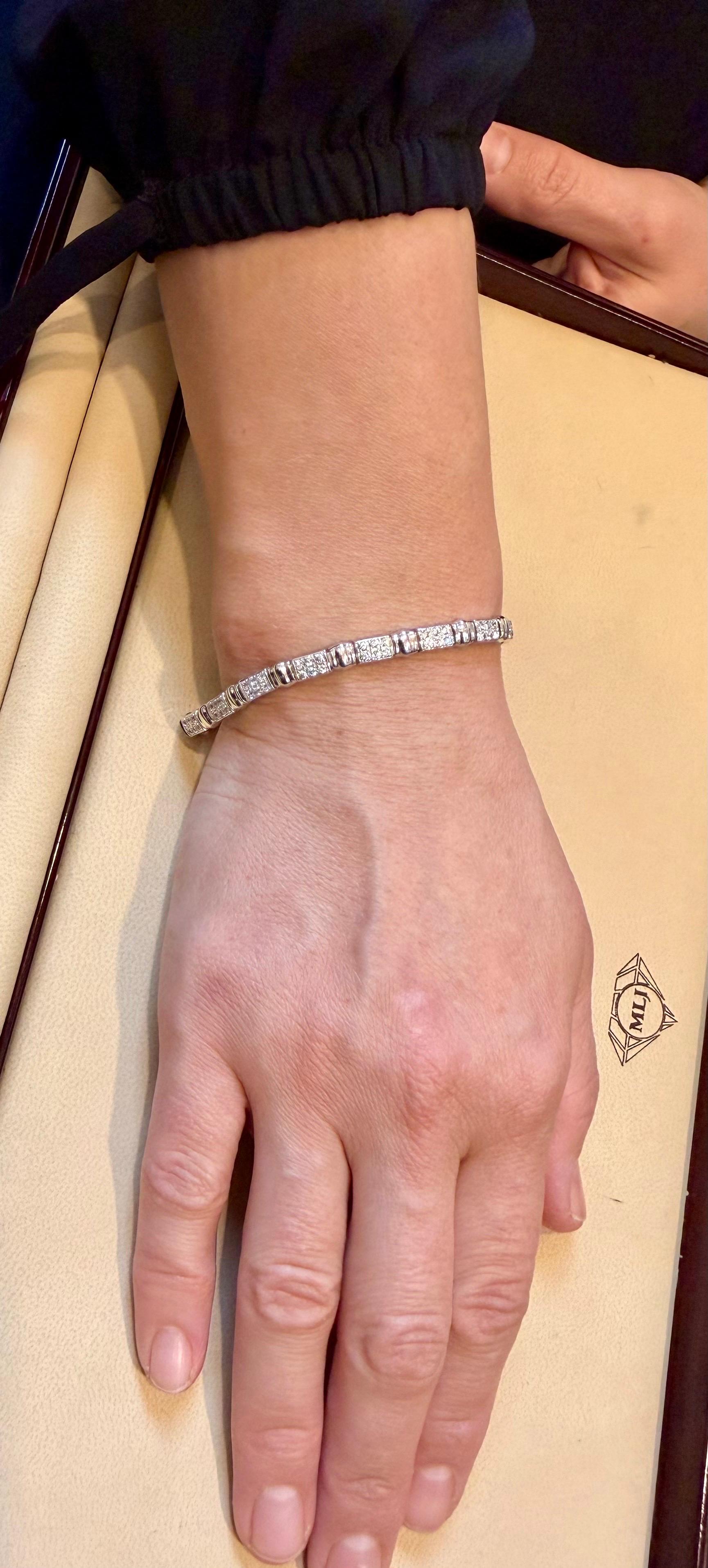 84 Diamantes Redondos 3-4 Cada Pulsera de Tenis en Oro de 14 Kilates  7 