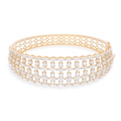 8.4 SI/H Marquise Round Brilliant Cut Diamond Cage Bracelet 18 Karat Yellow Gold