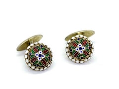 84 Silver Enamel Russia Cufflinks