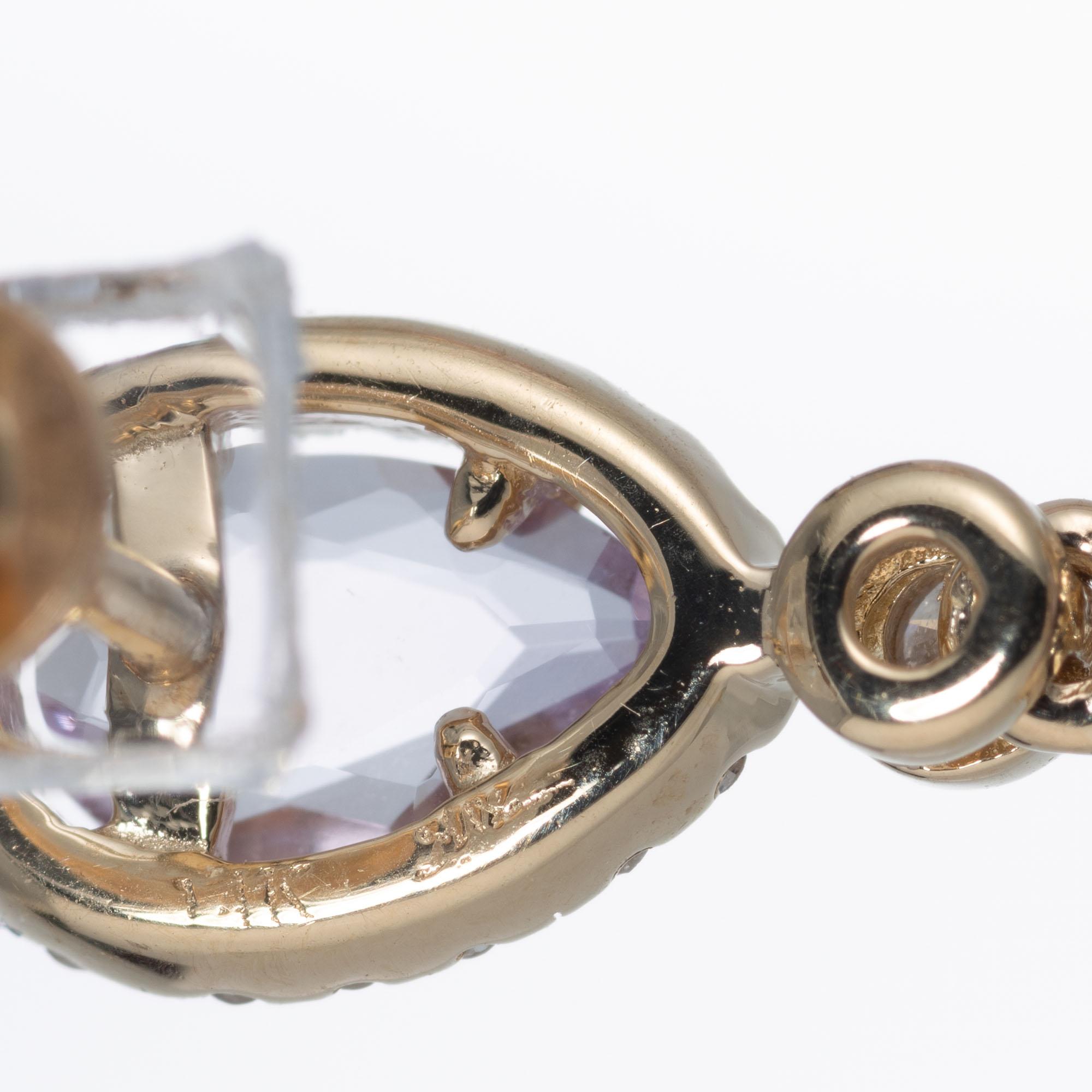 Donna Orecchini pendenti in oro rosa con diamante e ametista da 8,40 carati in vendita
