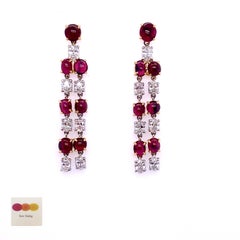 8.40 Carat GIA Certified Burma No Heat Pigeon's Blood Red Ruby Diamond Earrings