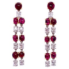 8.40 Carat GIA Certified Burma No Heat Pigeon's Blood Red Ruby Diamond Earrings