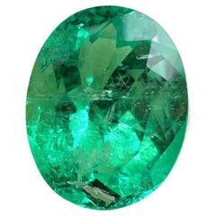 8.40 Carat Muzo Yellowish Green Colombian Emerald Oval - May Birthstone Gem