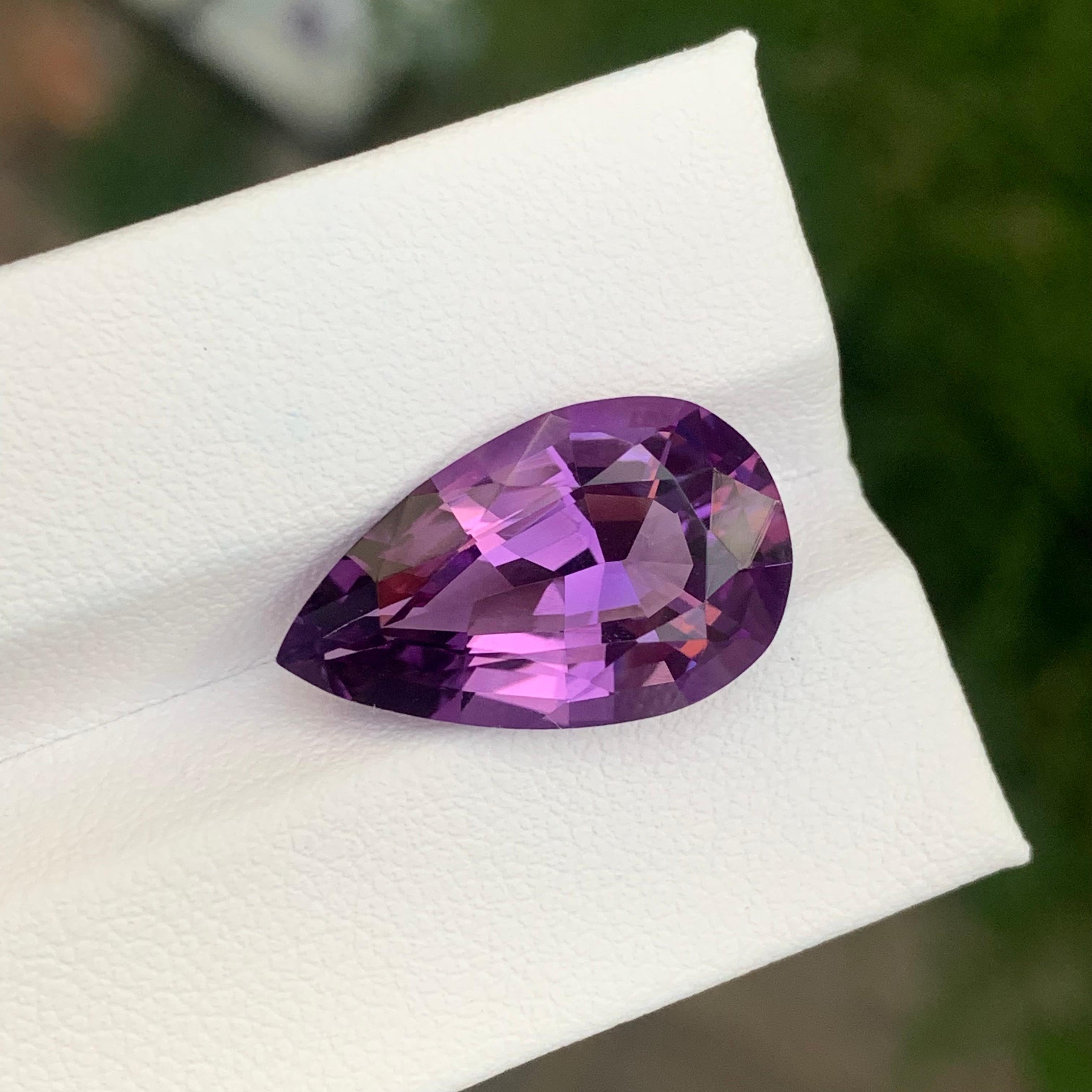 Arts and Crafts 8.40 Carat Natural Loose Amethyst Pear Shape Gemstone For Sale