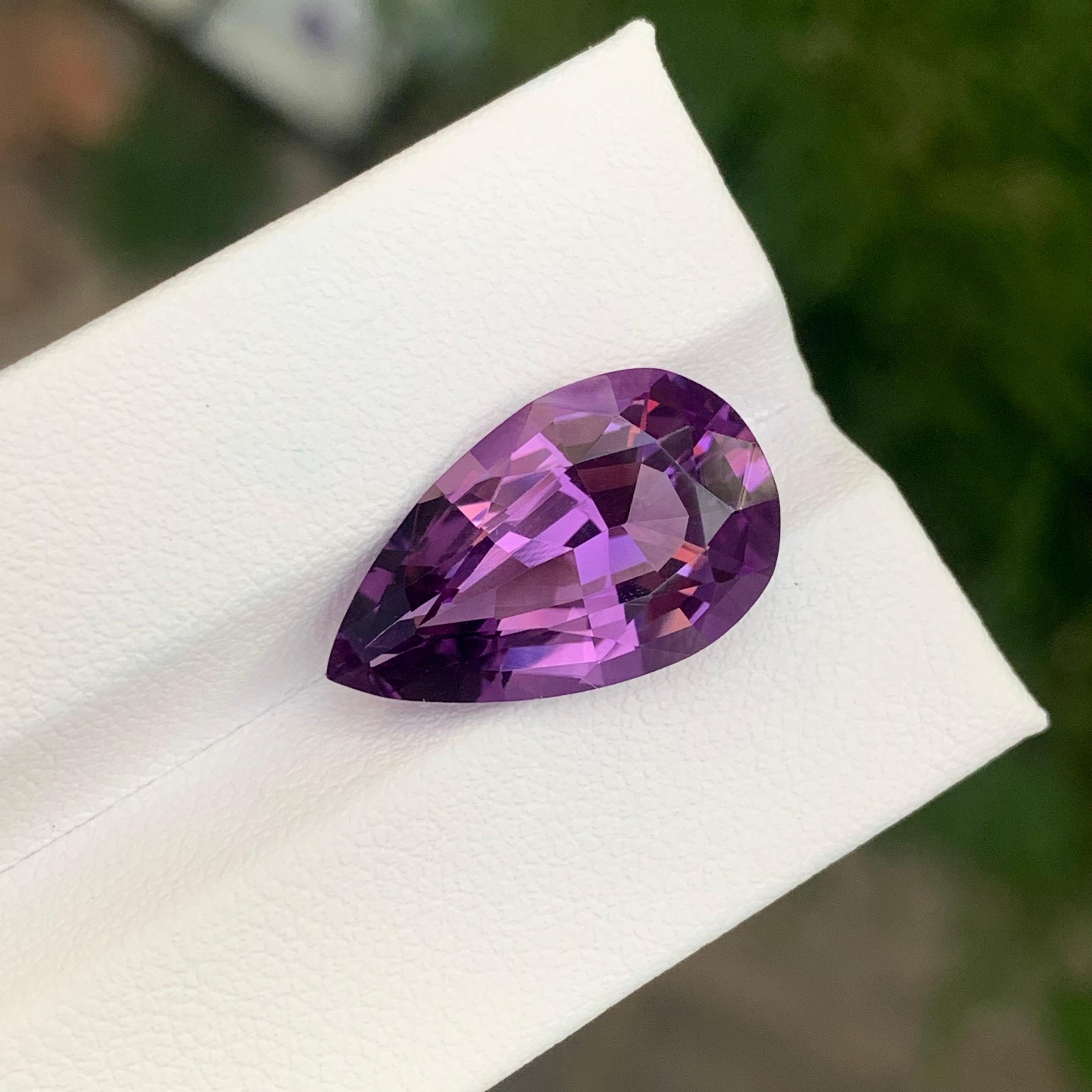 8.40 Carat Natural Loose Amethyst Pear Shape Gemstone For Sale 3