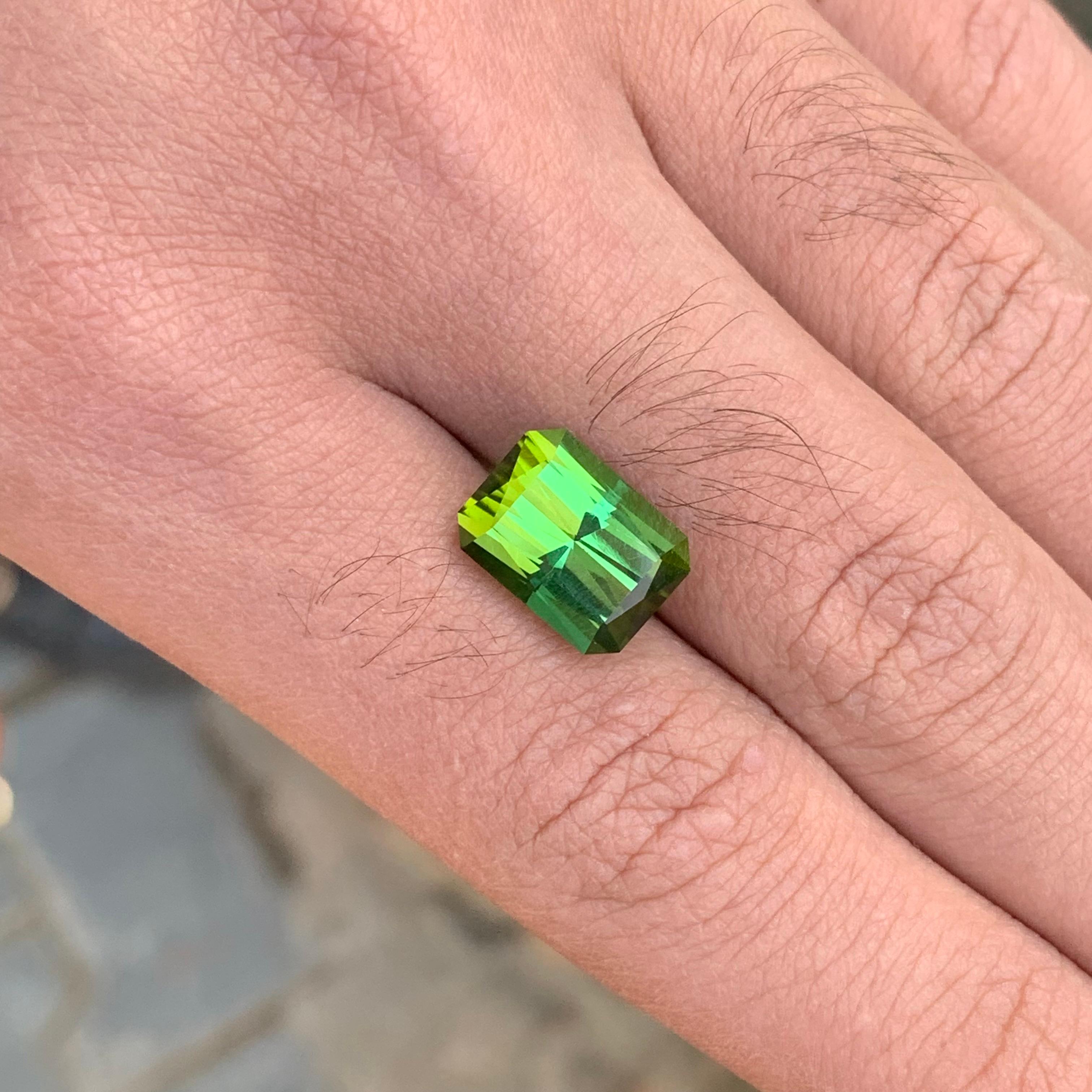 8.40 Carat Natural Loose Green Tourmaline Scissor Cut Gemstone For Sale 5