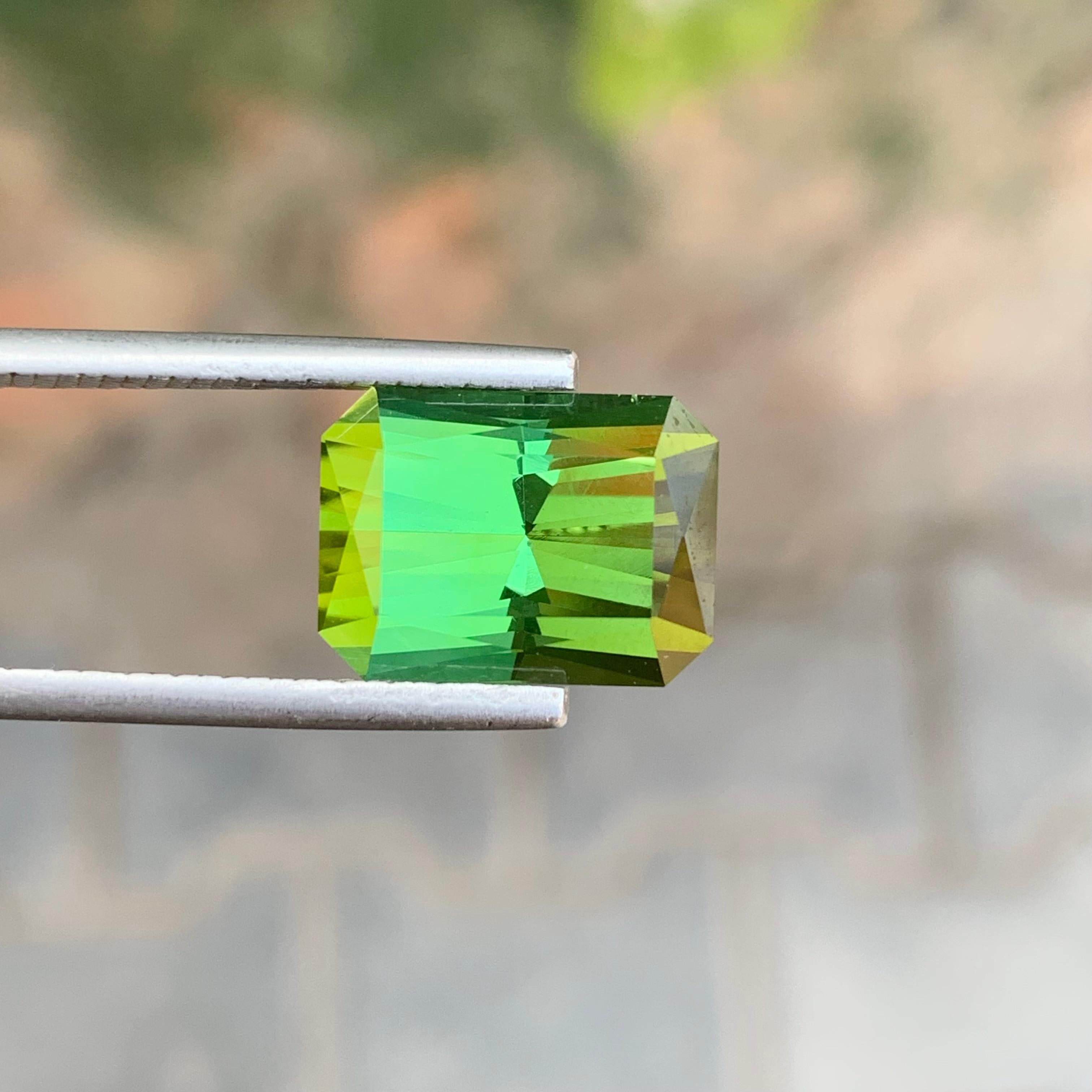 Arts and Crafts 8.40 Carat Natural Loose Green Tourmaline Scissor Cut Gemstone For Sale