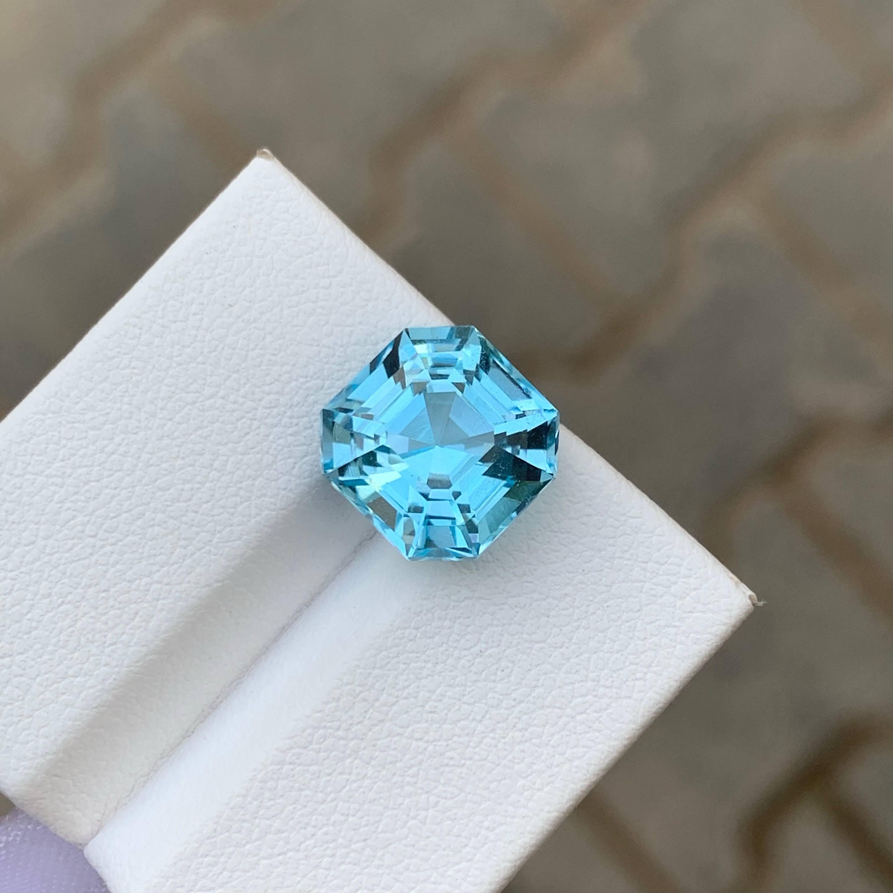 8,40 Carati Nature sciolti di lusso Topazio Blu Svizzero Taglio Asscher Africa Gemma in vendita 5