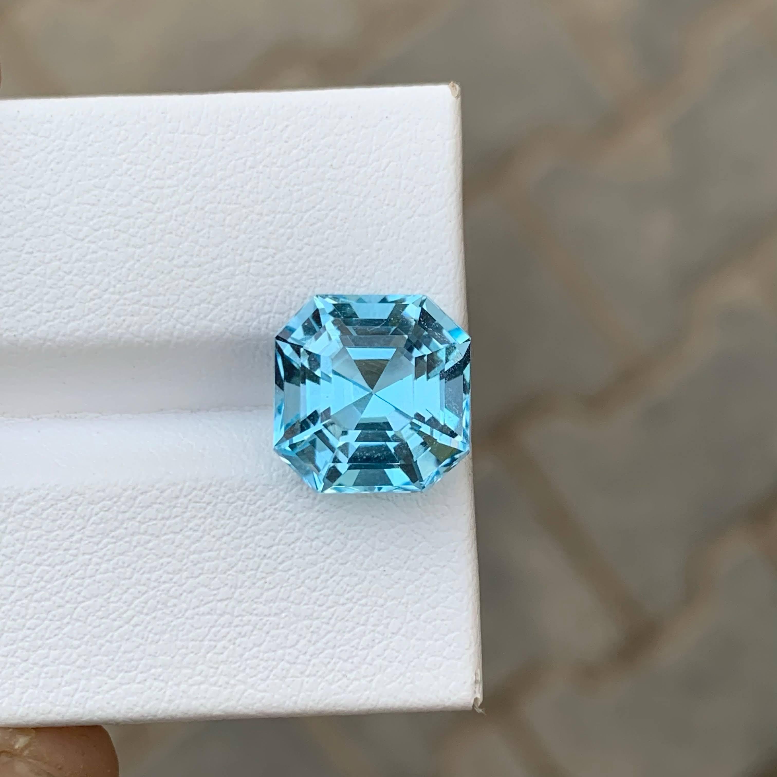 8,40 Carati Nature sciolti di lusso Topazio Blu Svizzero Taglio Asscher Africa Gemma in vendita 6