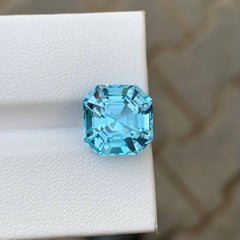 8.40 Carat Natural Loose Luxury Swiss Blue Topaz Asscher Cut Africa Gemstone
