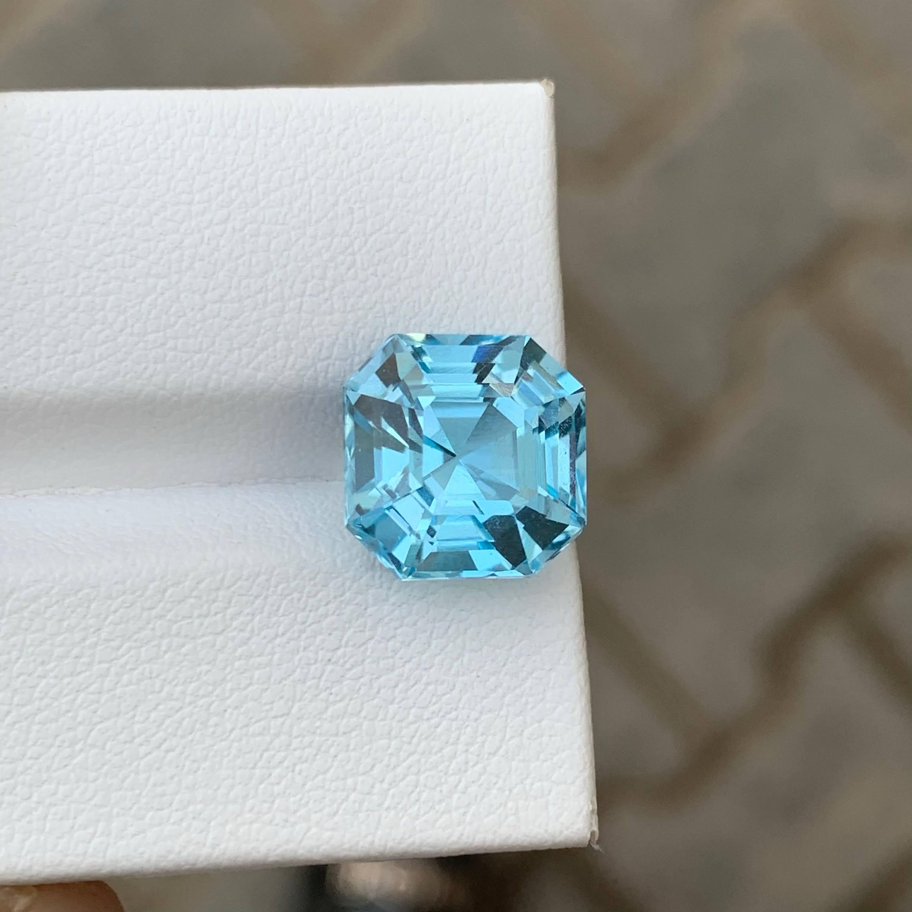 8,40 Carati Nature sciolti di lusso Topazio Blu Svizzero Taglio Asscher Africa Gemma In condizioni Nuovo in vendita a Bangkok, TH
