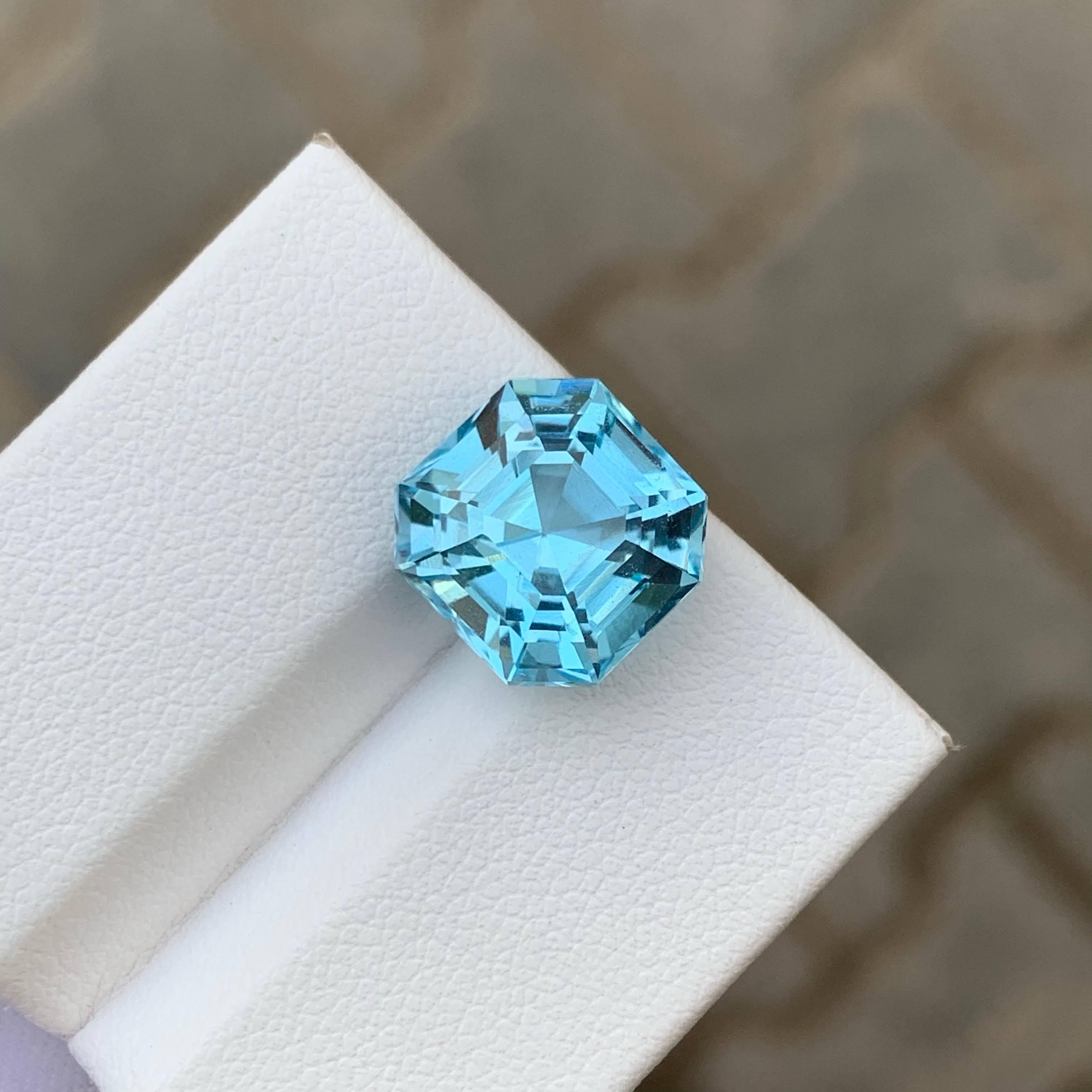 da uomo o donna 8,40 Carati Nature sciolti di lusso Topazio Blu Svizzero Taglio Asscher Africa Gemma in vendita