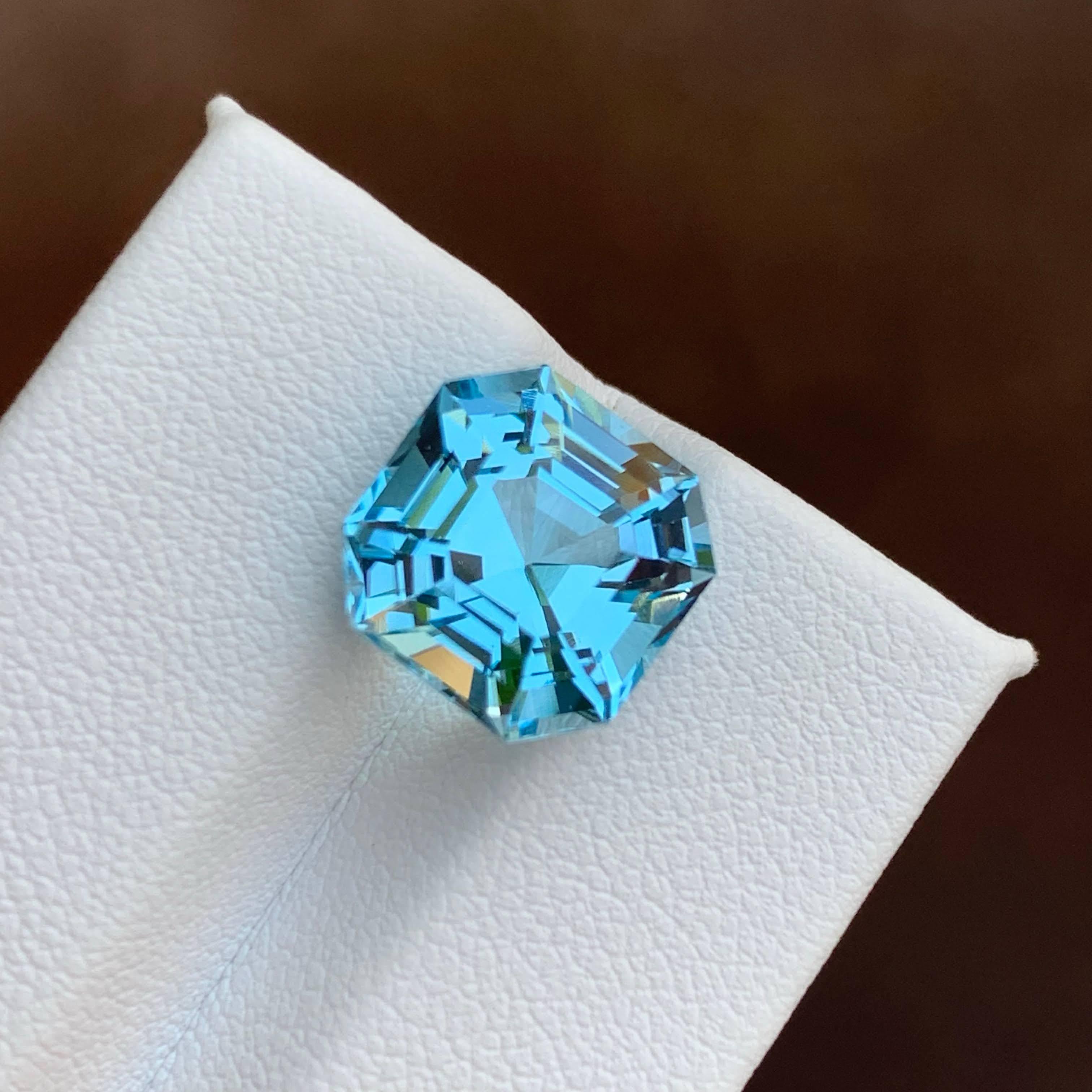 8,40 Carati Nature sciolti di lusso Topazio Blu Svizzero Taglio Asscher Gemma Africana in vendita 5