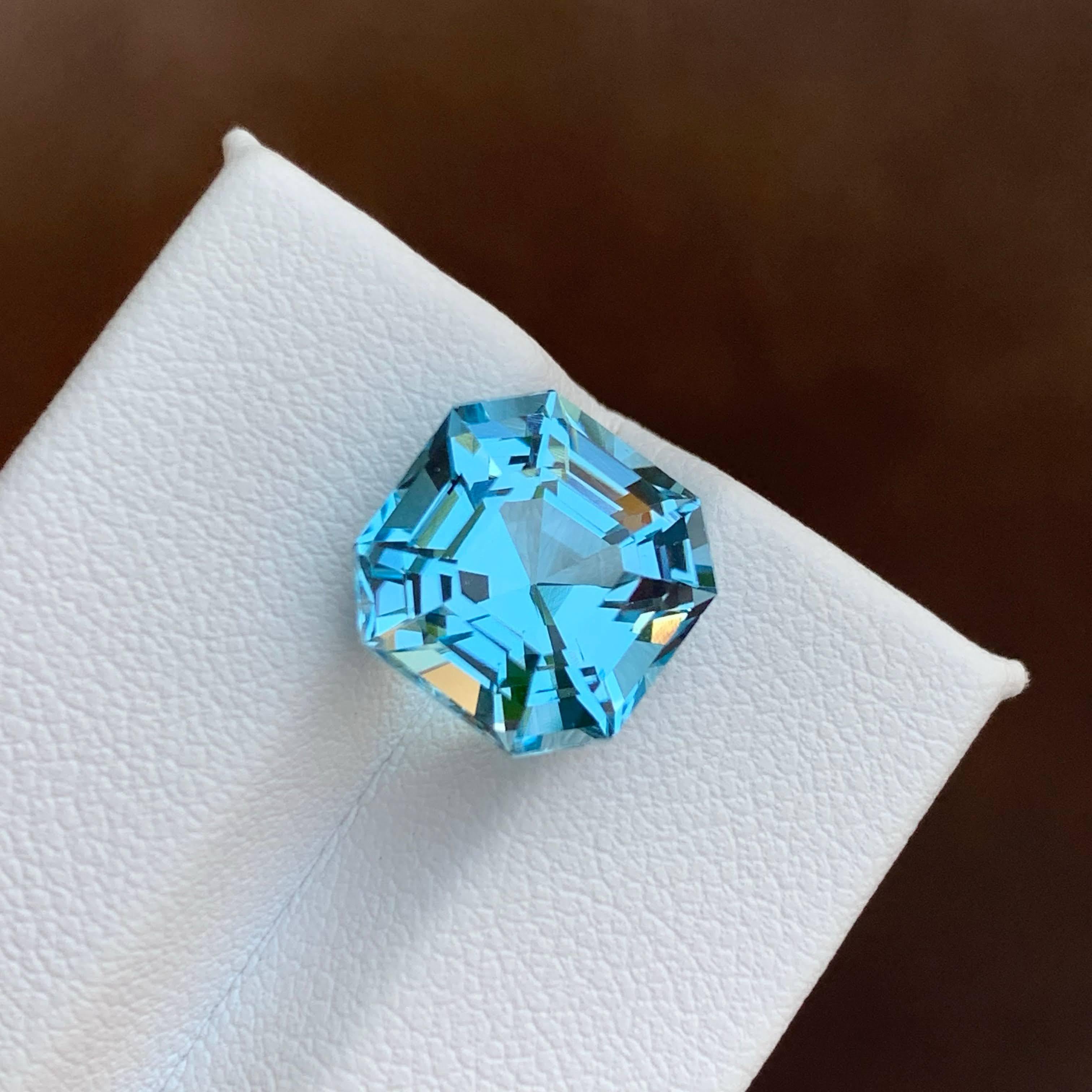 8,40 Carati Nature sciolti di lusso Topazio Blu Svizzero Taglio Asscher Gemma Africana in vendita 6