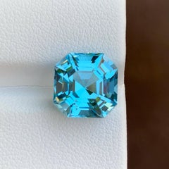 8.40 Carat Natural Loose Luxury Swiss Blue Topaz Asscher Cut African Gemstone