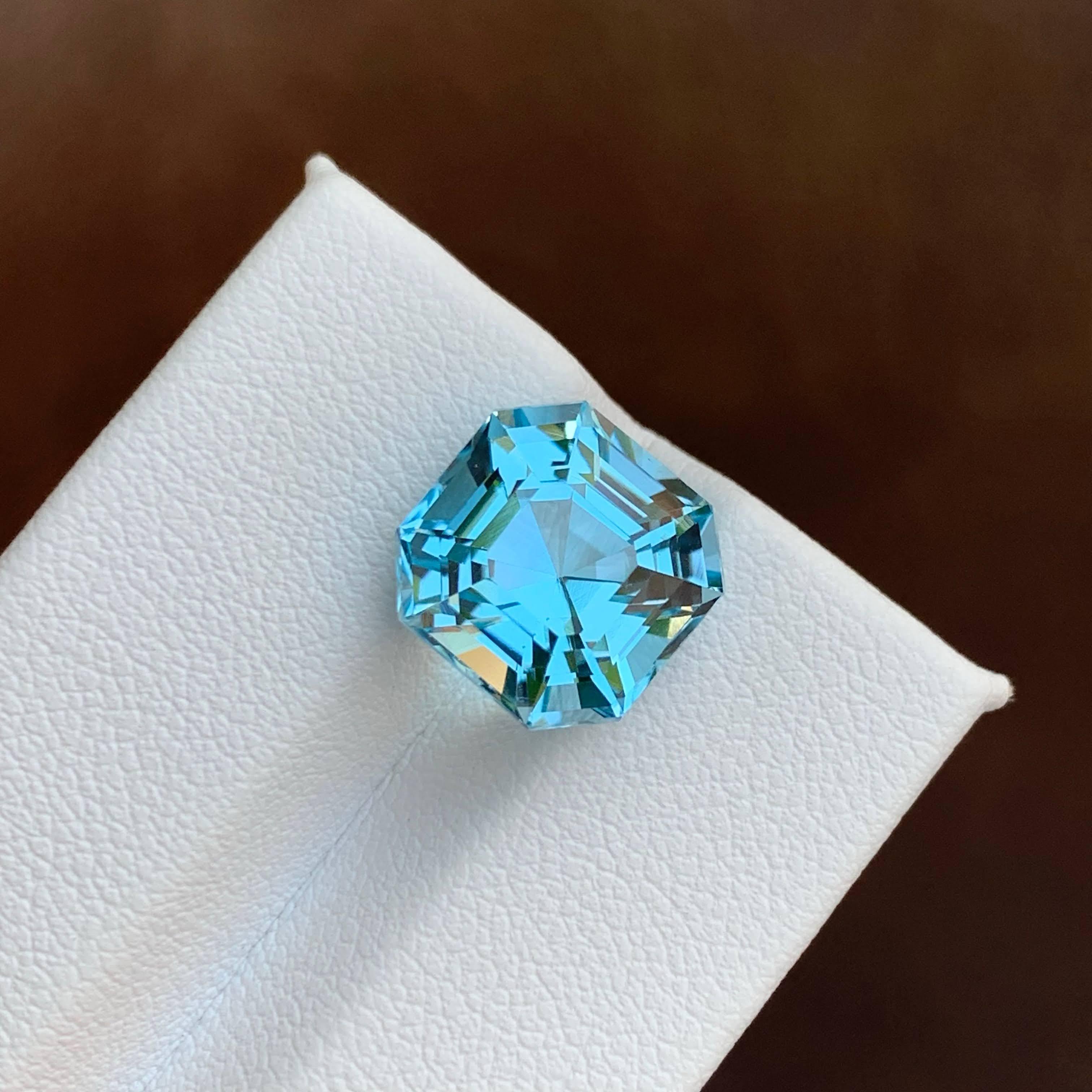 8,40 Carati Nature sciolti di lusso Topazio Blu Svizzero Taglio Asscher Gemma Africana in vendita 3