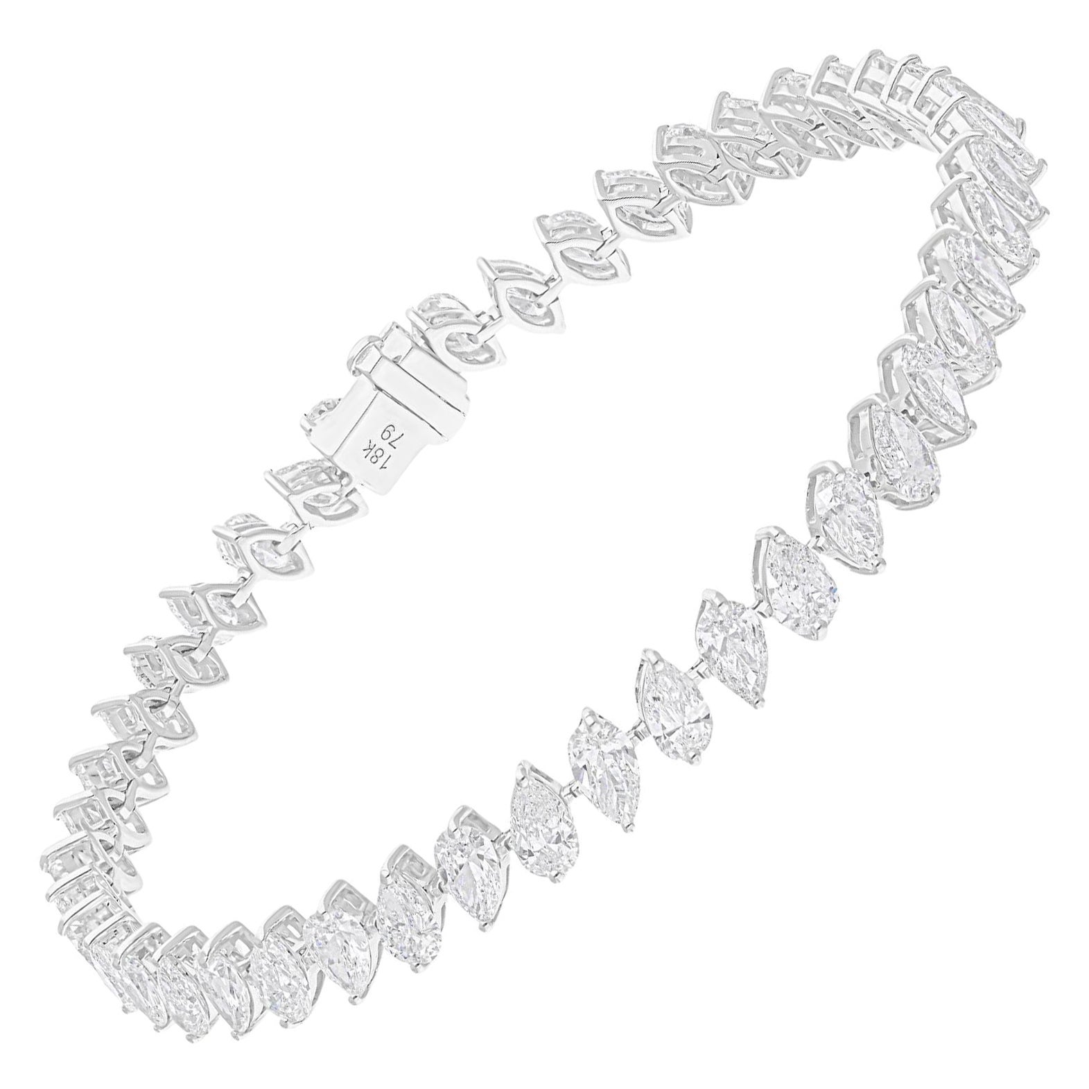 8.40 Carat SI/H Pear Brilliant Cut Diamond Bracelet 14 Karat White Gold Jewelry